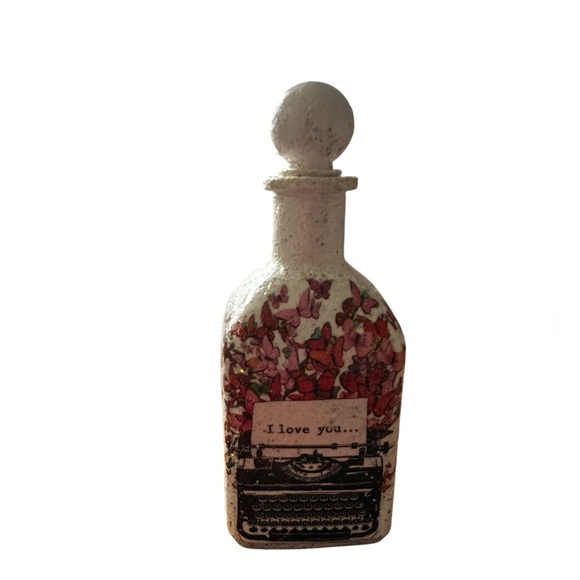 Hand Crafted Other - Hand Crafted Decorative Bottle with Typewriter & Butterfly Motif “I Love You”